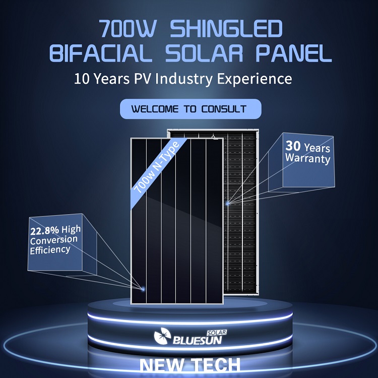 Bluesun New Products 700w N-type shingled solcellepanel
