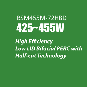  Bluesun BSM455M-72HBD 425W-455W bifacial halvcelle solcellepanel Dataark 