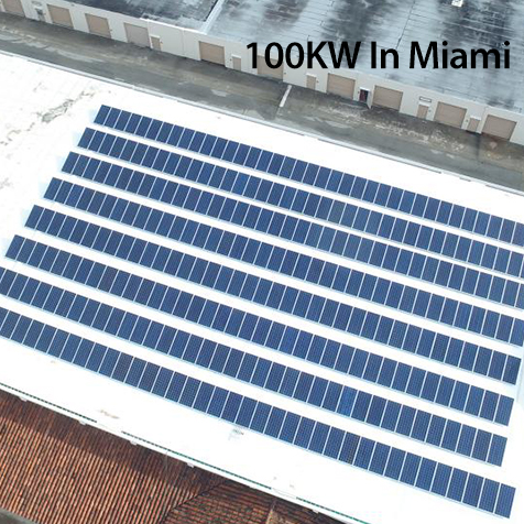100kw rutenett bundet solsystem i Miami for kjøpesenter